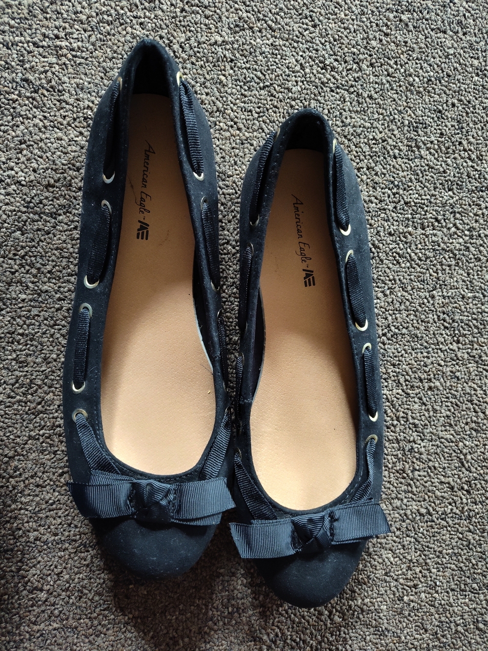 American Eagle Outfitters Black Bow Trim Ballet Flats